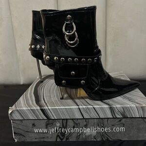 Jeffrey Campbell Black Patent Heeled Boots